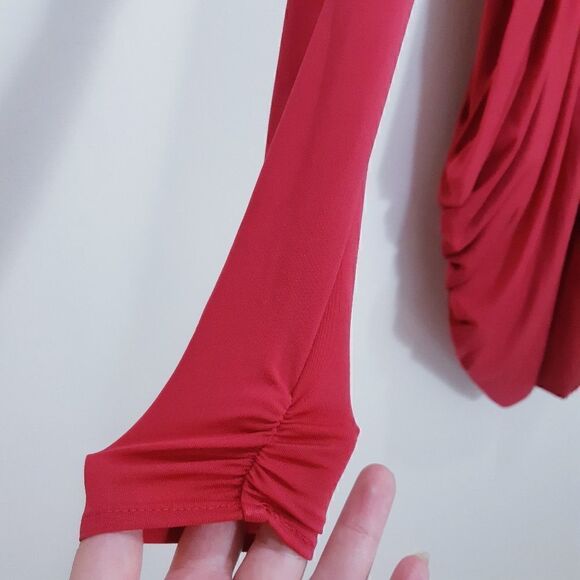 NWOT BCBGMaxAzria Raspberry Ruched Lark Dress - Picture 14 of 16